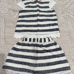Striped Black and White Kids Matching Set